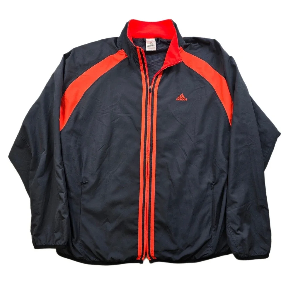 Adidas Climaproof Track‎ Jacket Mens Medium Black with Orange Full Zip